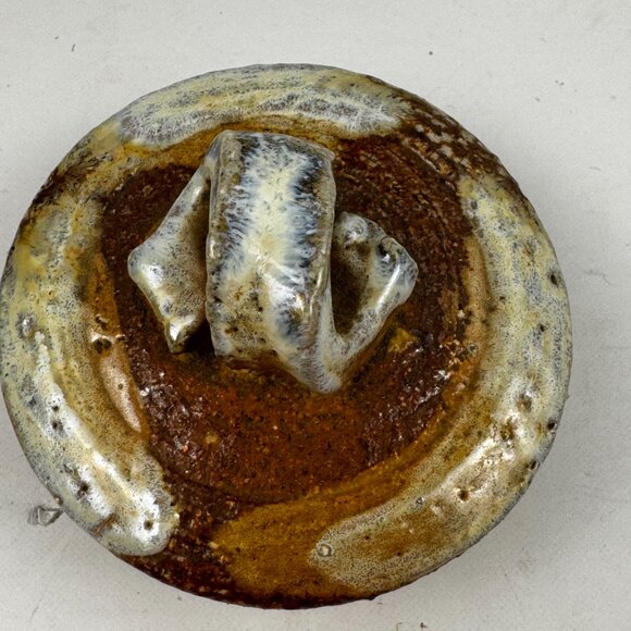 Glazed Studio Art Pottery Round Shallow Bowl Lided Tea Caddy Jar Stoneware Signe - Picture 5 of 15